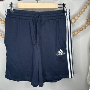 Adidas Black White Stripe Cotton Drawstring Shorts